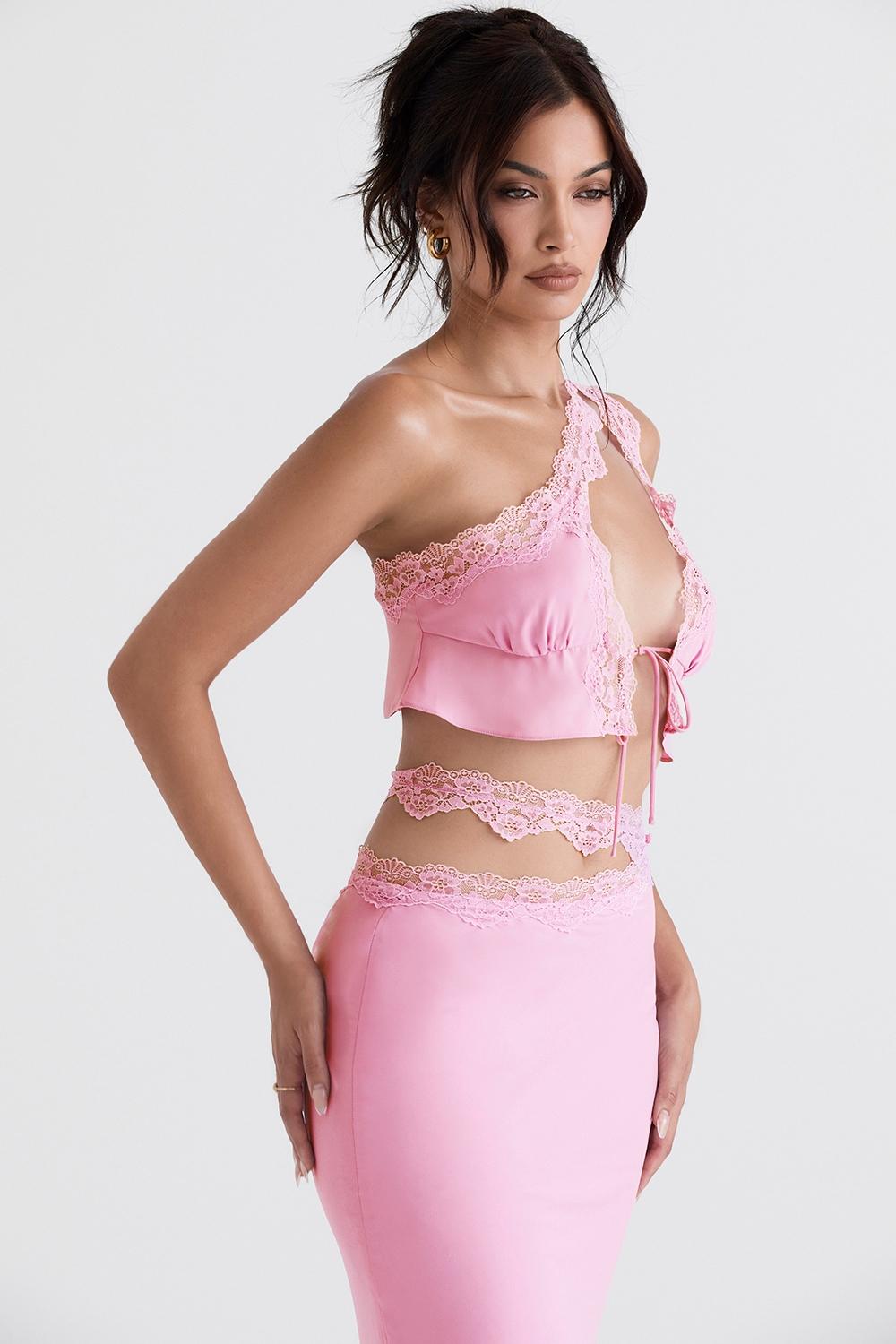 Lorena  pink floaty cropped top Product Image