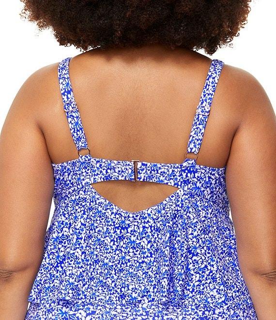Raisins Curve Plus Size Amalfi Coast Topanga V-Neck Underwire Front Knot Tankini Swim Top Product Image