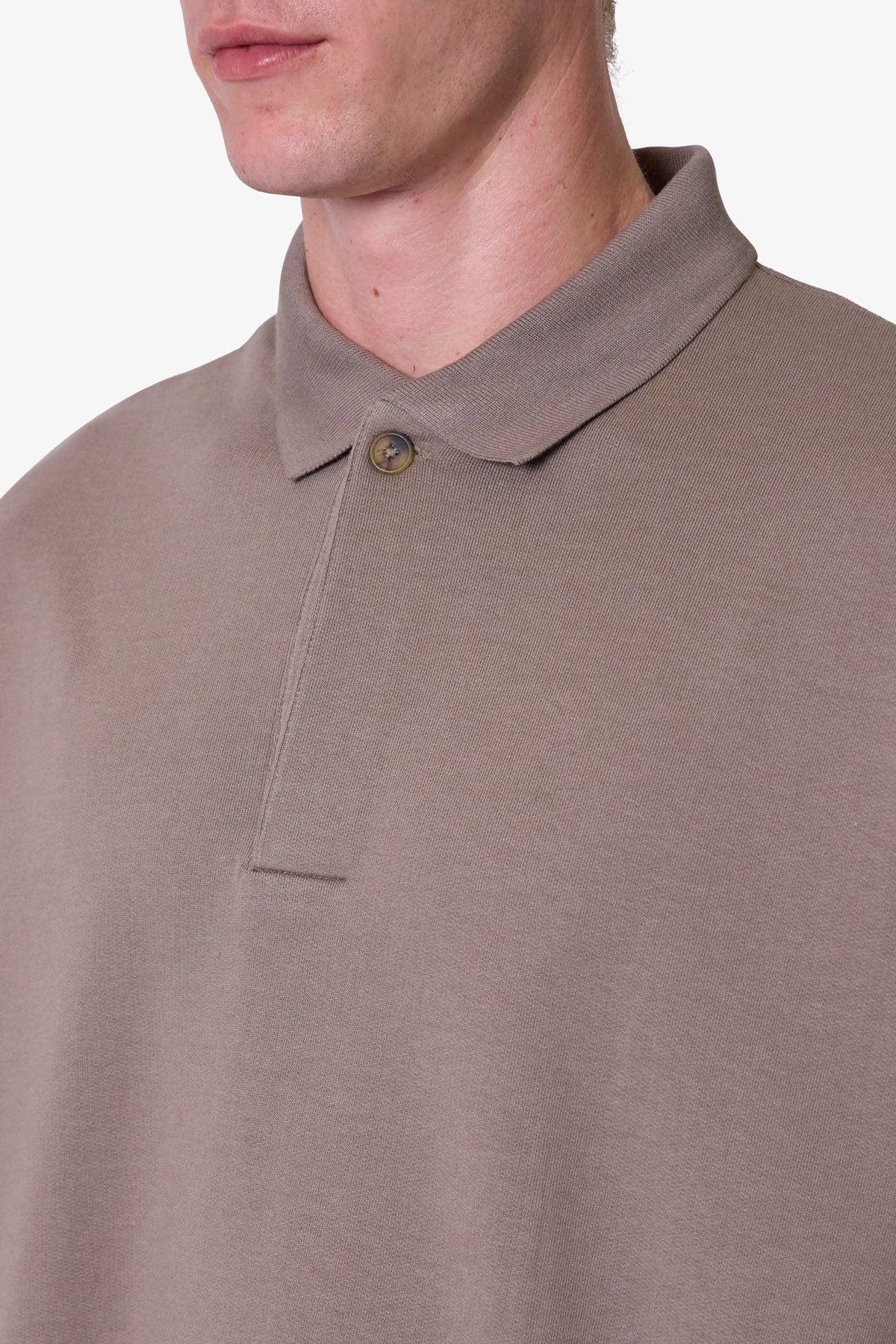 Oversized Knit Polo S/S Shirt - Bone Product Image