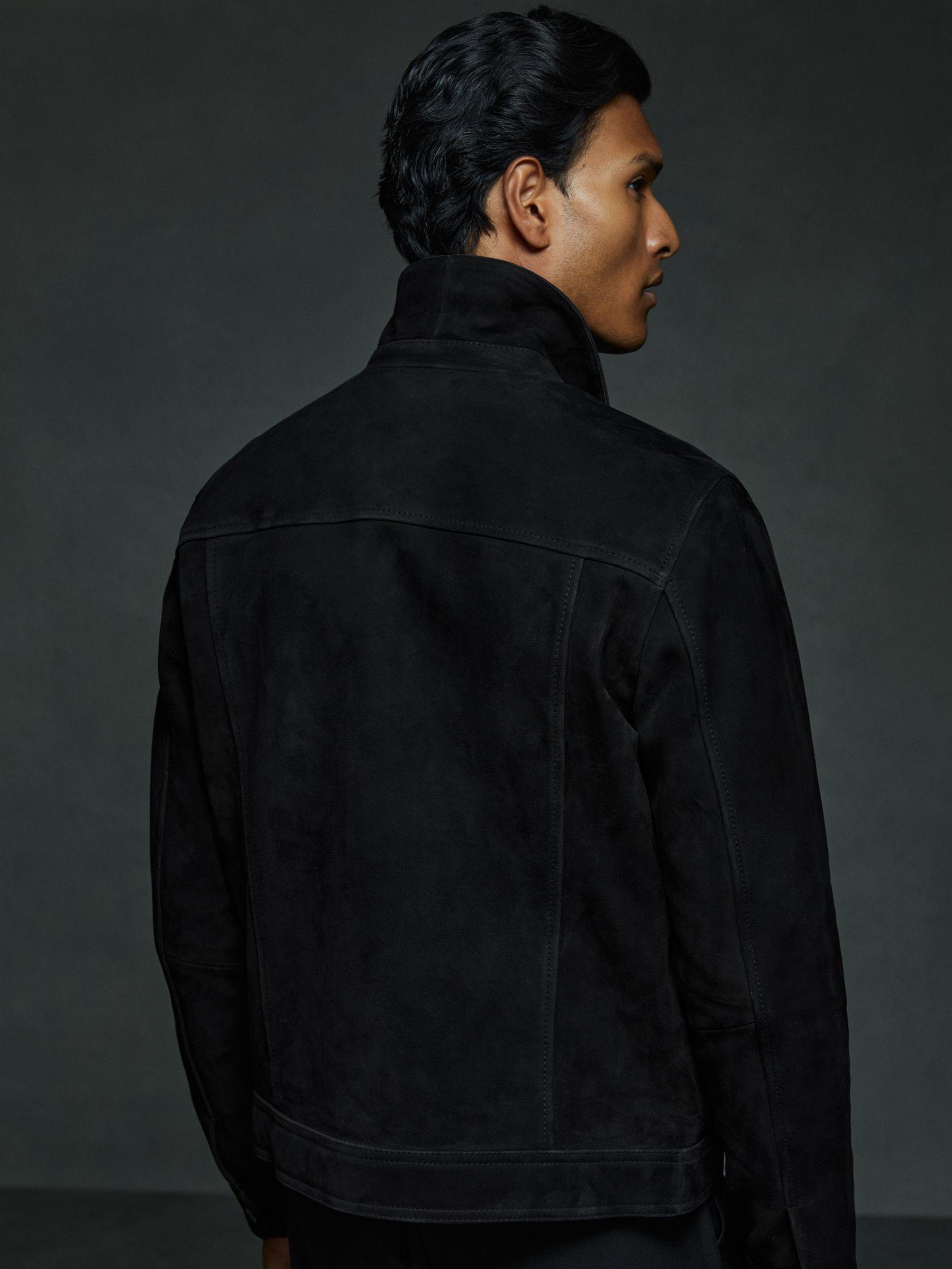 Suede Trucker Jacket in Black Product Image