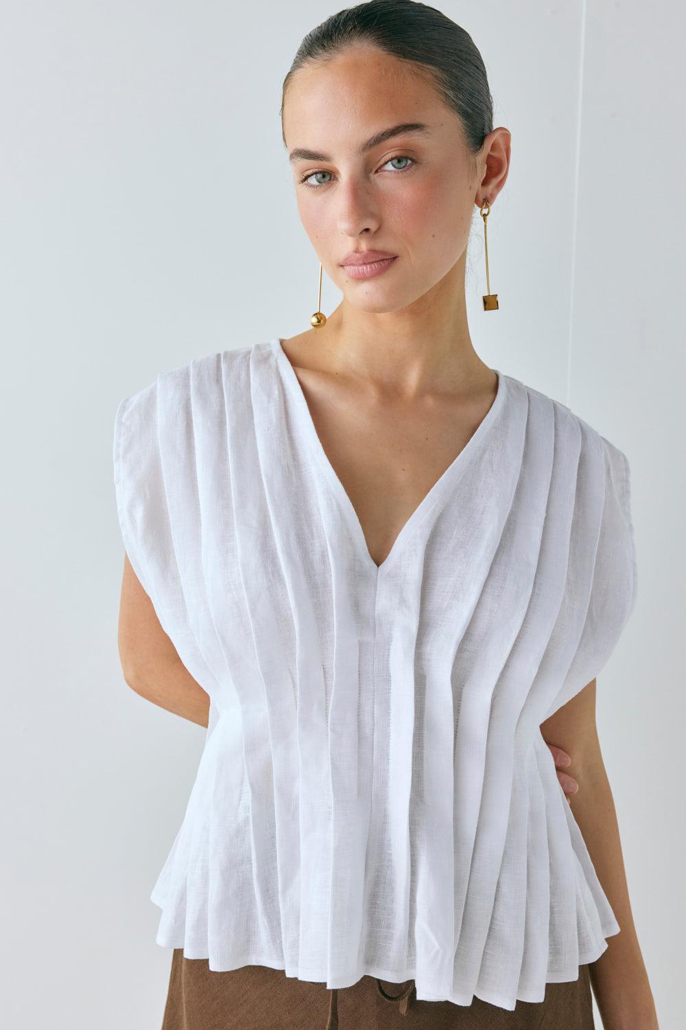 Blanca Linen Top White Product Image