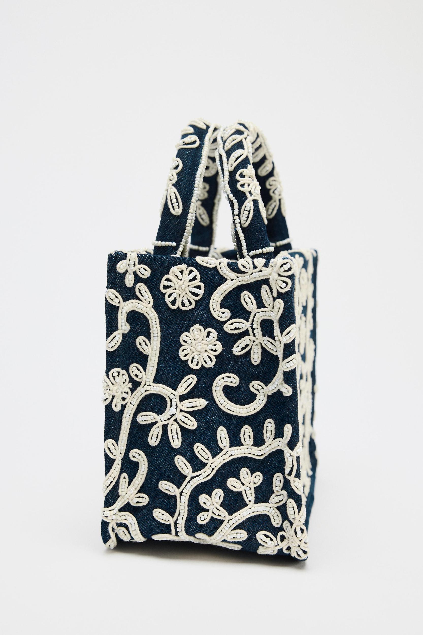 EMBROIDERED DETAIL RIGID DENIM CITY BAG Product Image