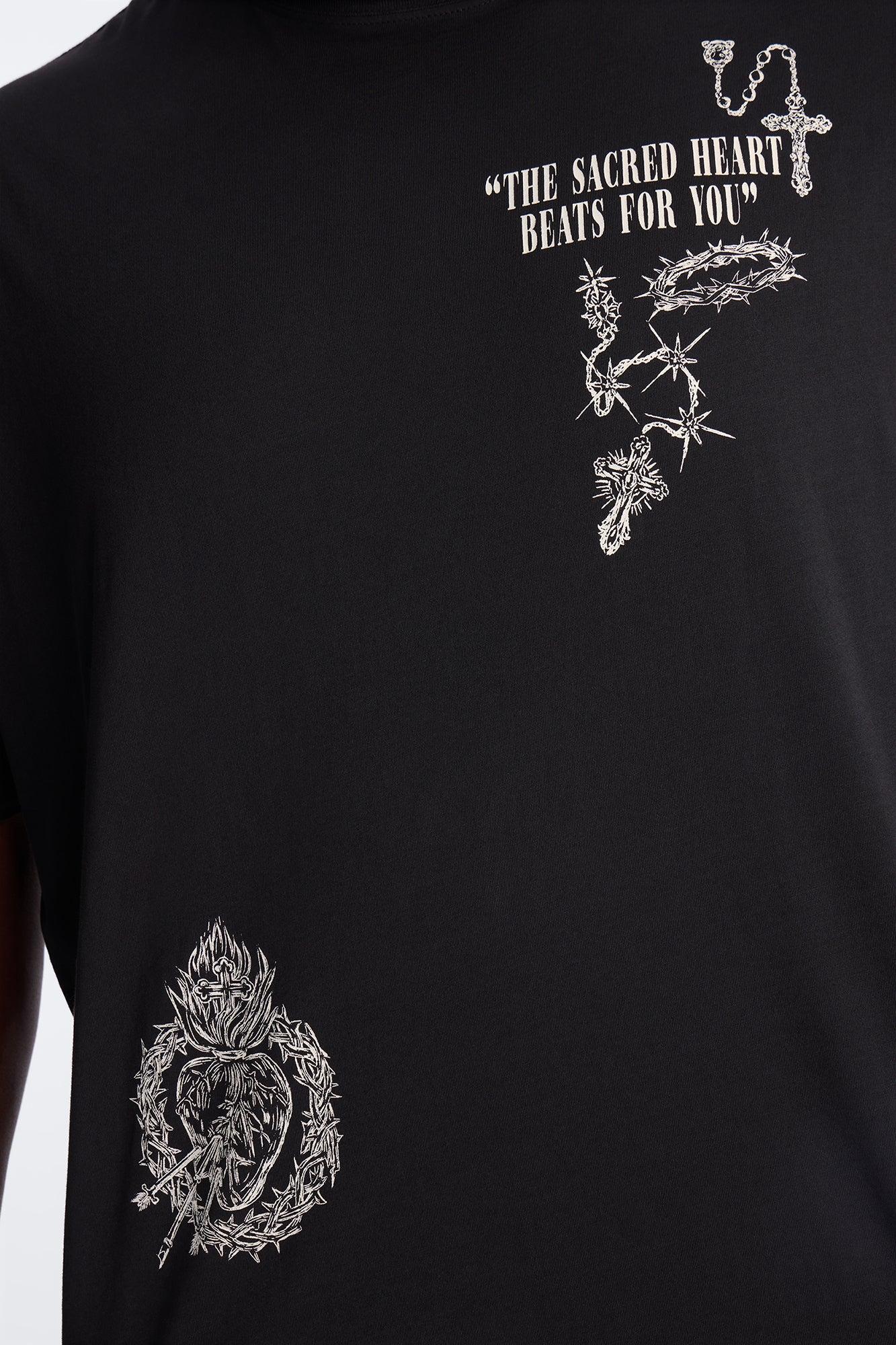 John 6:37 Oversized Short Sleeve Tee - Black Wash Male Product Image