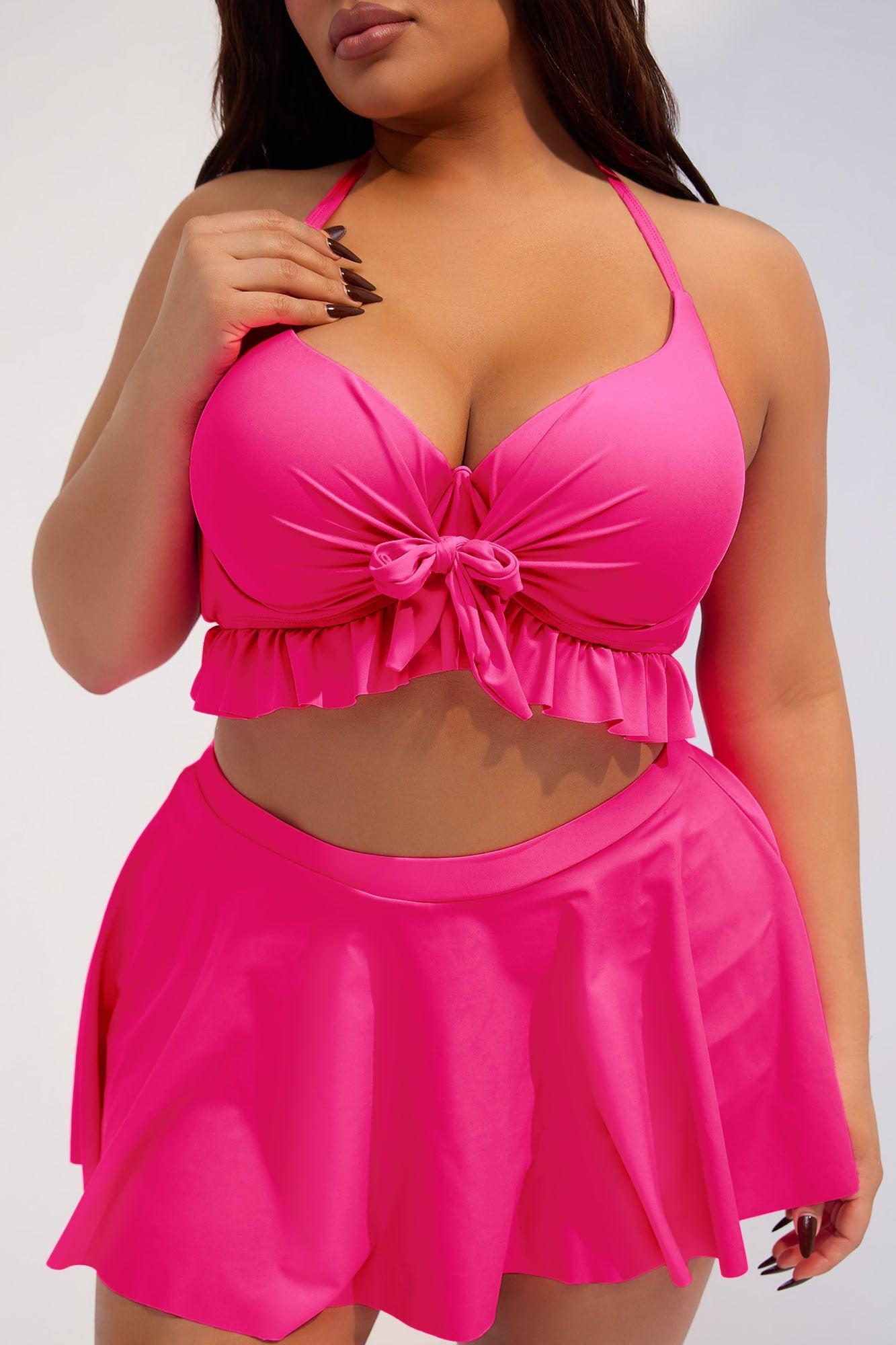 Solana Skirt 2 Piece Bikini - Hot Pink Product Image