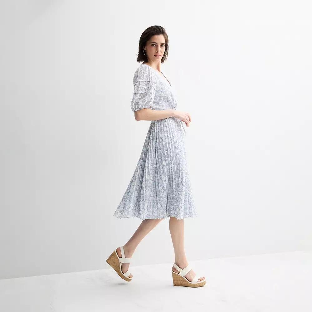 Women's Maison Tara Rose Lace Pleated Midi Dress,  Product Image