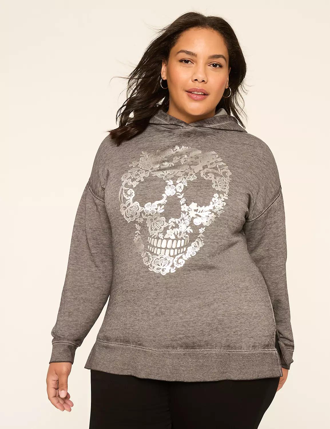 Relaxed Lace Skeleton Graphic Hoodie Product Image