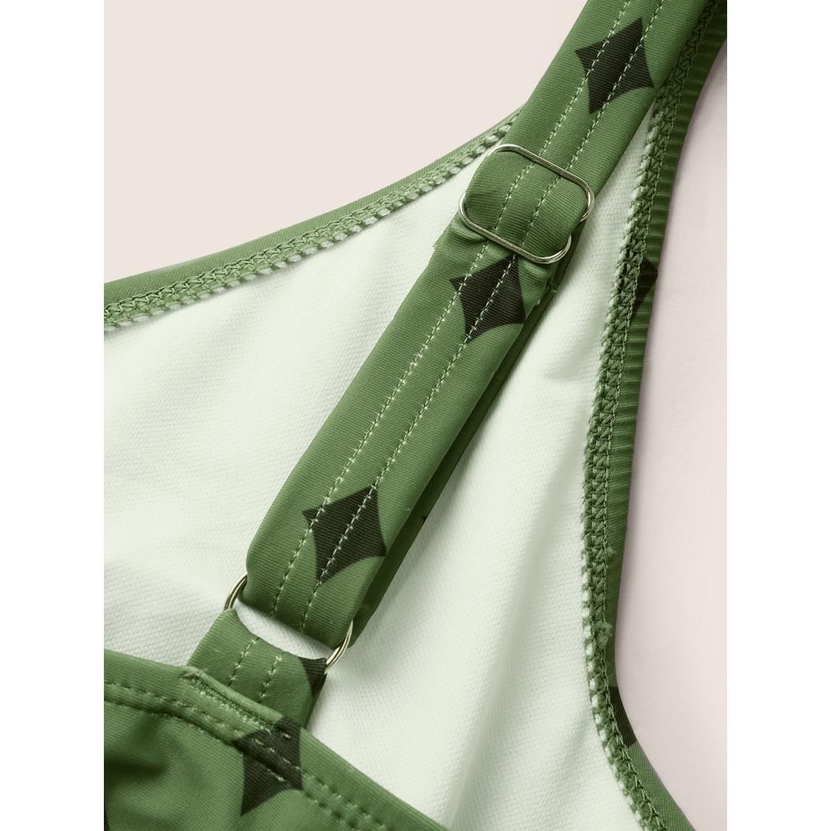 Plus Size V Neck Bandana Print Tie Knot Swim Dress Women's Swimwear Moss Beach Bodycon V-neck High stretch Curve Swim Dresses BloomChic 22-24/3X Product Image