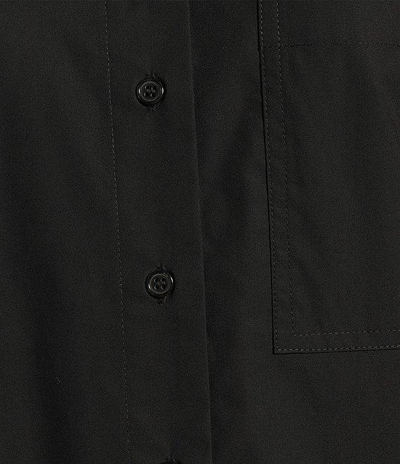 Gibson & Latimer Woven Point Collar Cap Dolman Sleeve Circle Button Front Shirt Product Image