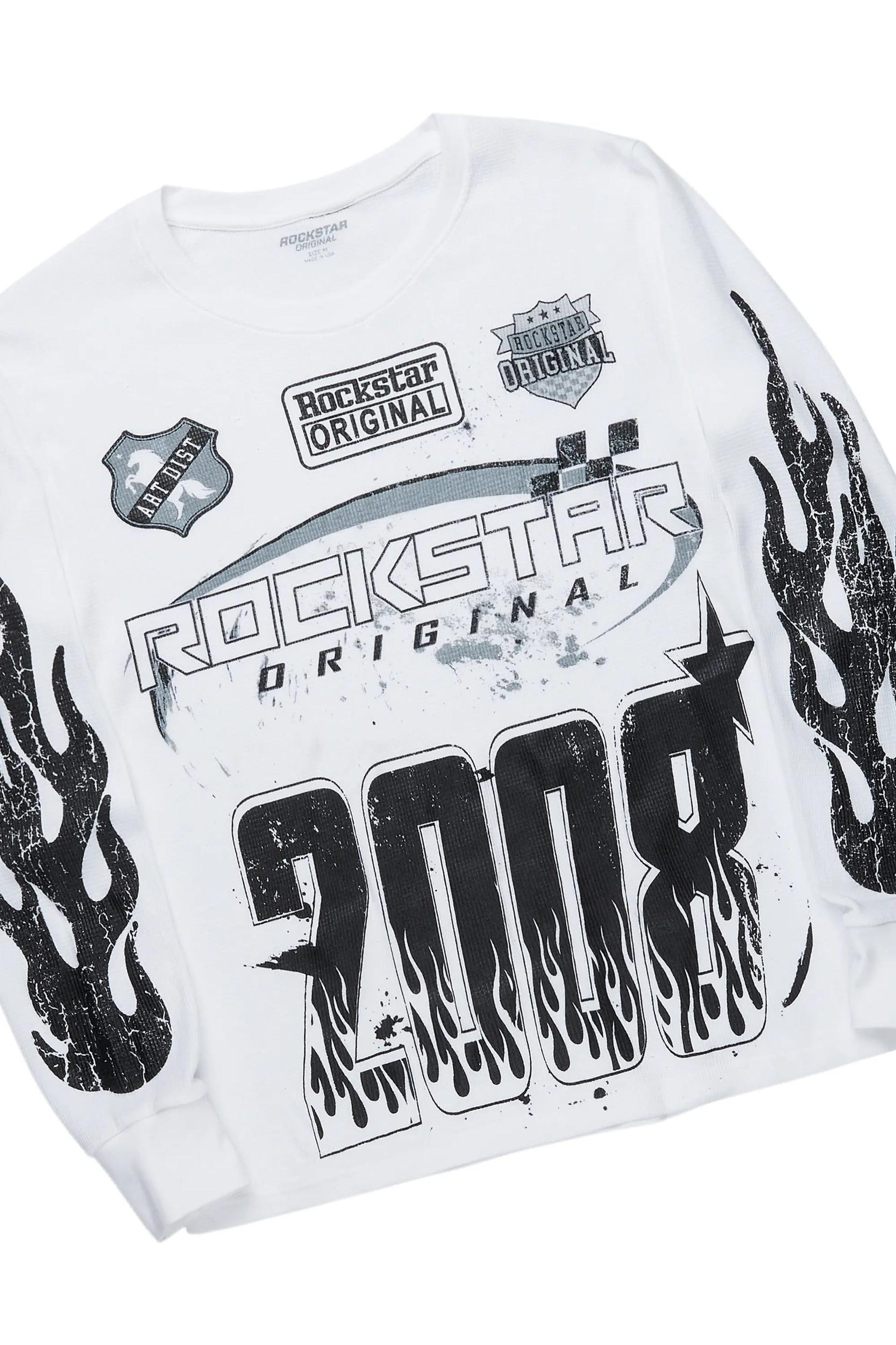 Amos White/Black Thermal T-Shirt & Lenz Baggy PU Jean Bundle Male Product Image