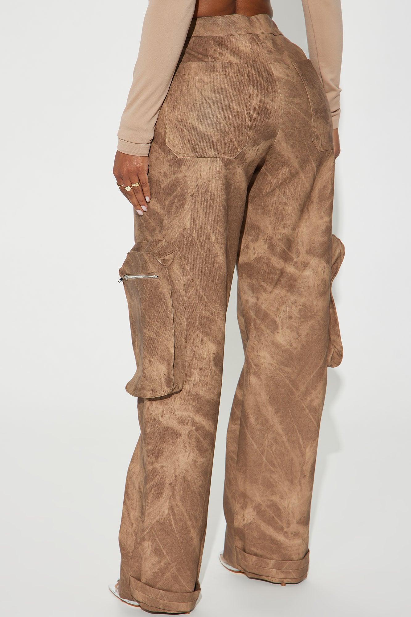 Lyra Washed Faux Leather Pant - Brown Product Image