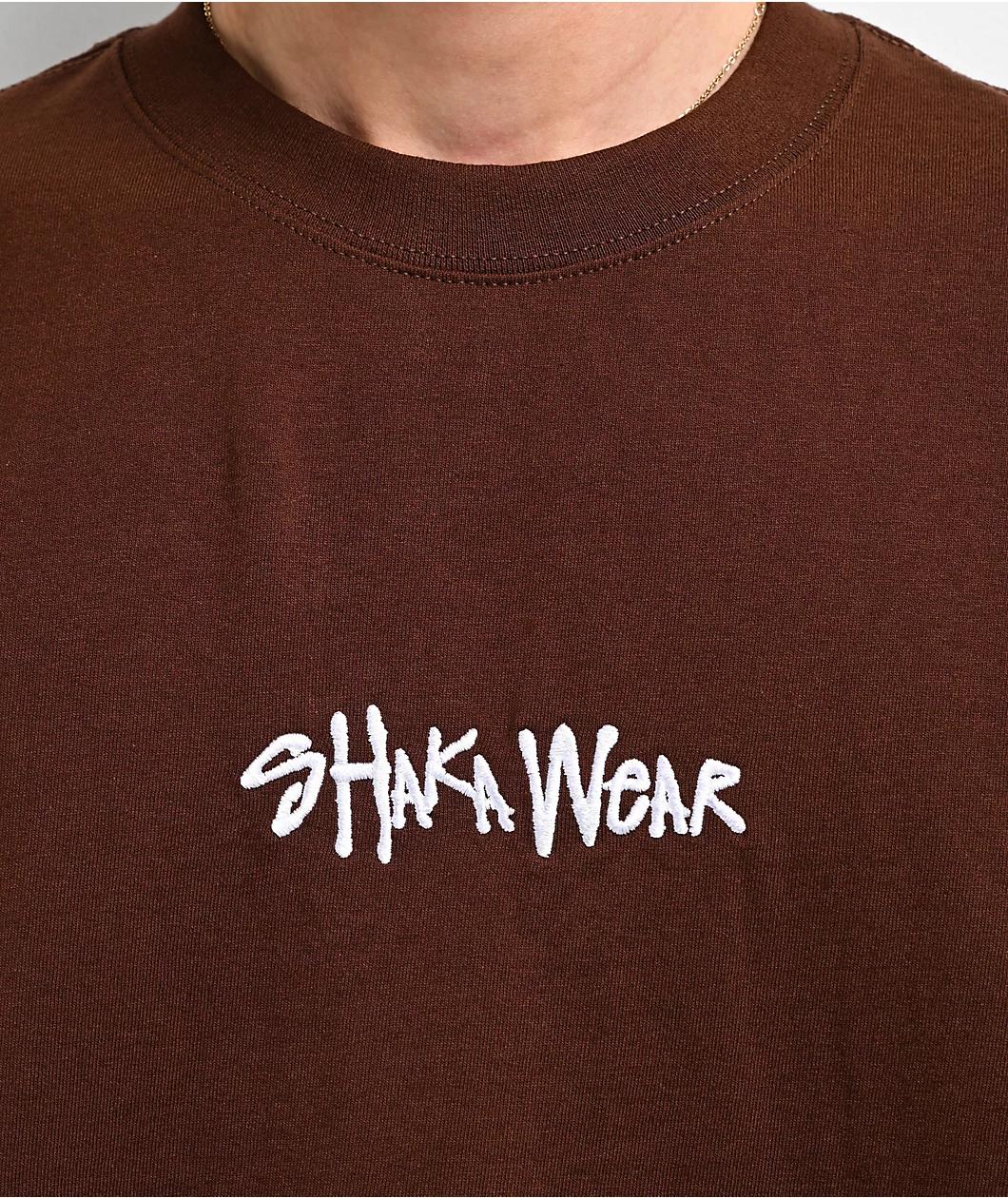 Shaka Wear Embroidered Logo Brown Heavyweight T-Shirt Product Image