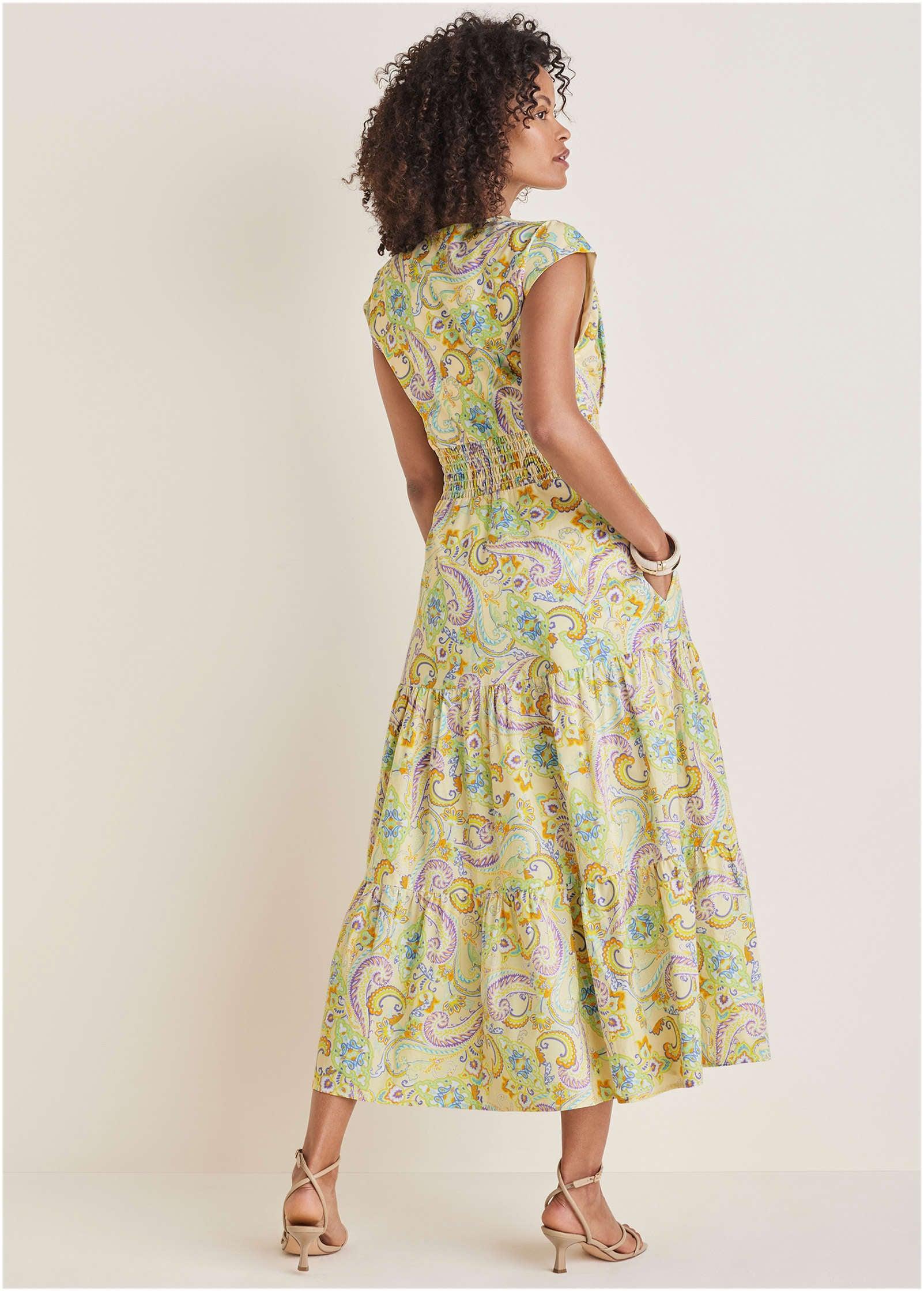 Smocked Waist Maxi Dress - Candied Shortbread Paisley Product Image
