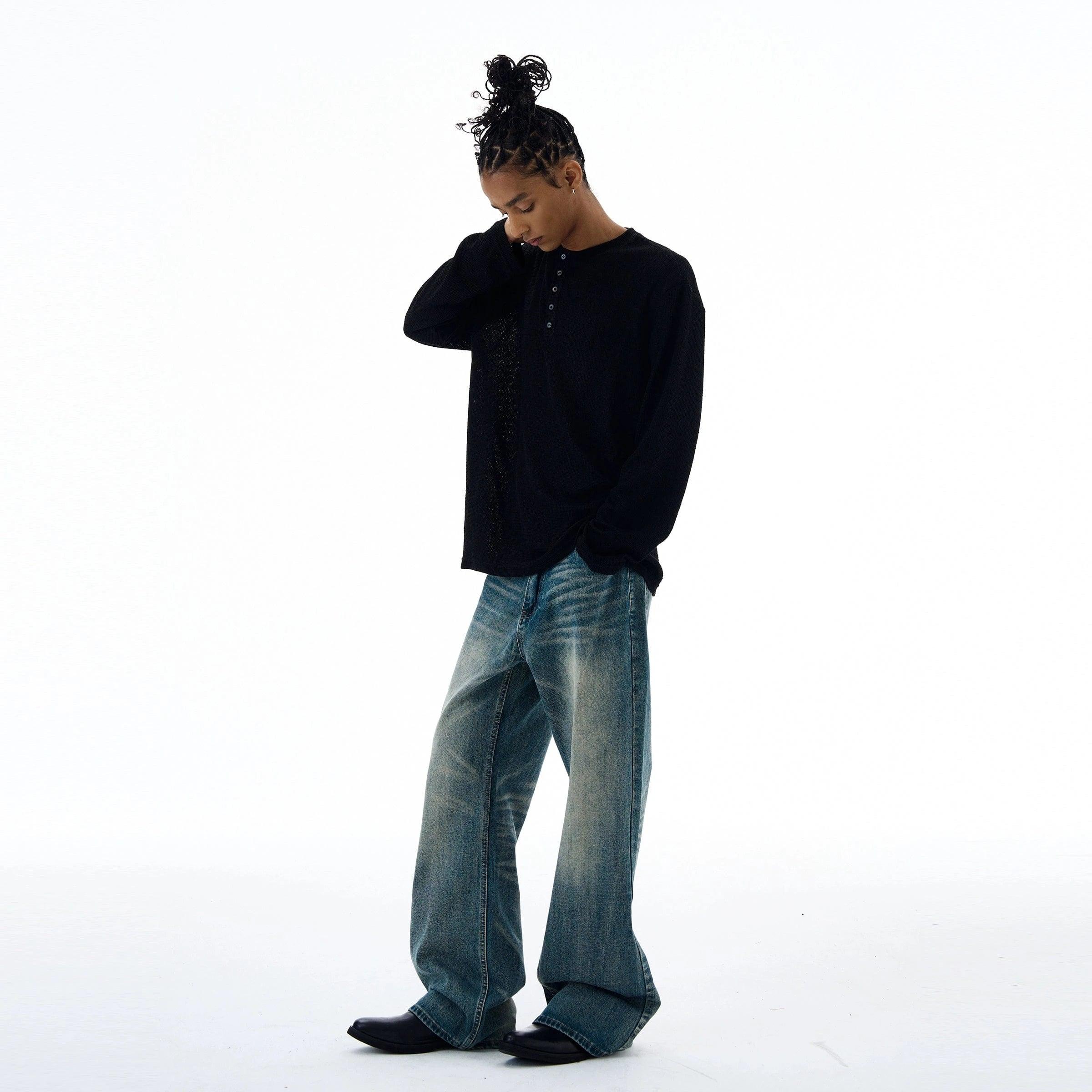 RT No. 19550 KNIT HENRY COLLAR SWEATER Product Image