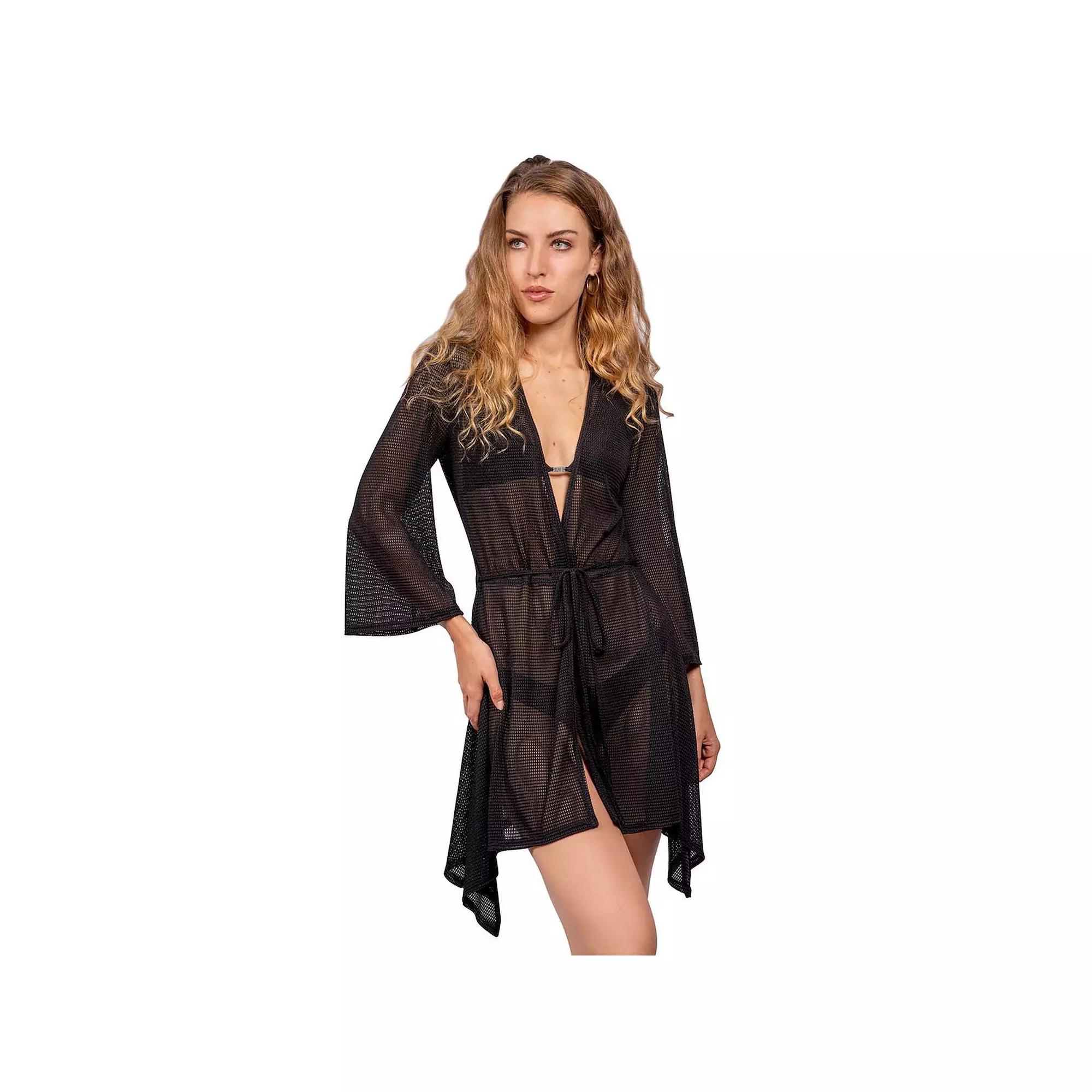 Women's Jordan Taylor Sheer Tie Swim Cover-Up, Size: XL, Black Product Image