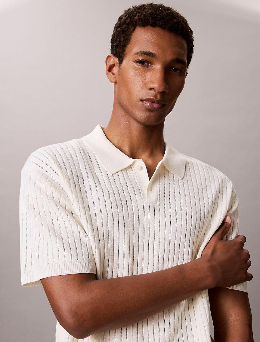 Ribbed Sweater Polo Shirt Product Image