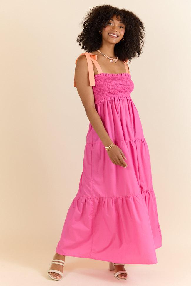 Season Of Bliss Pink Smocked Bust Maxi Dress SALE Product Image