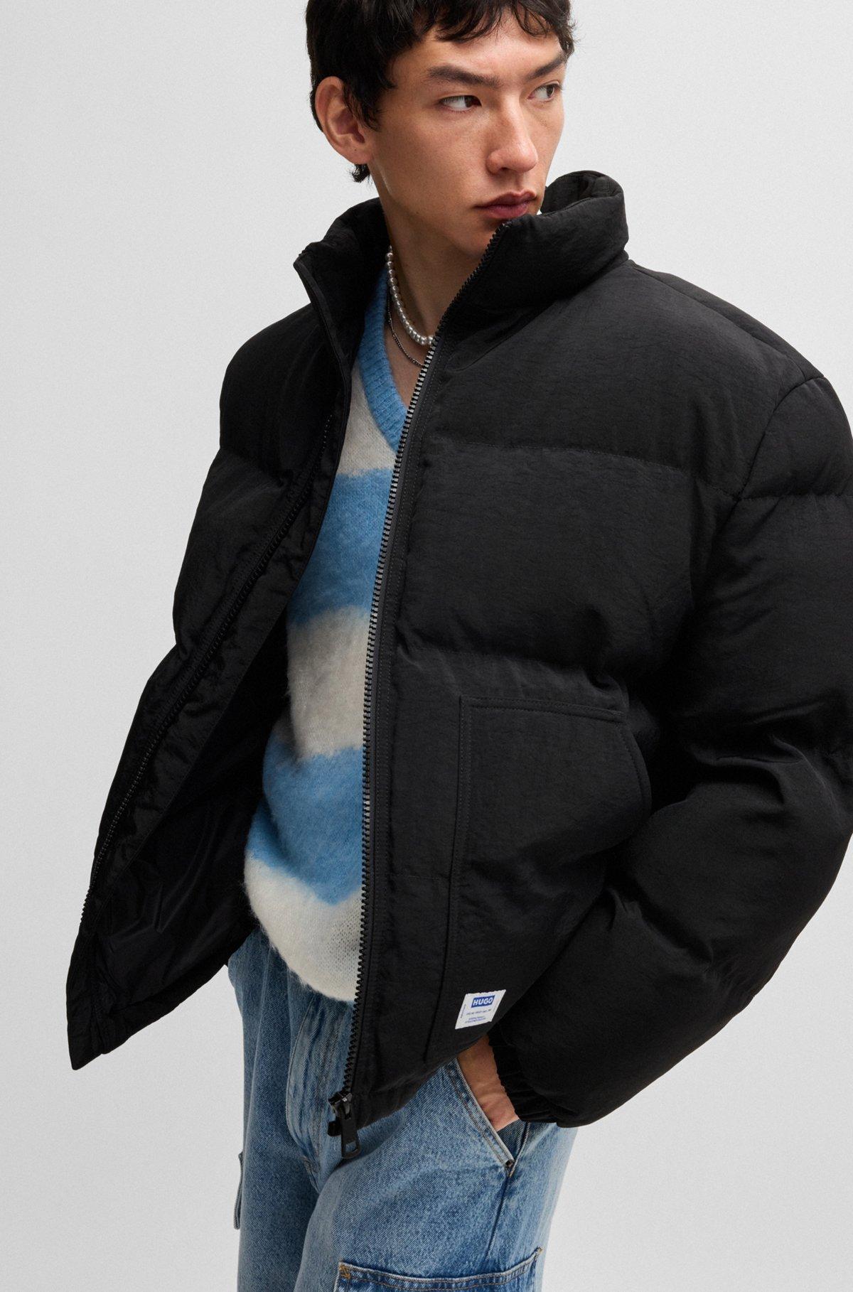 Slim-fit water-repellent puffer jacket with logo label Product Image