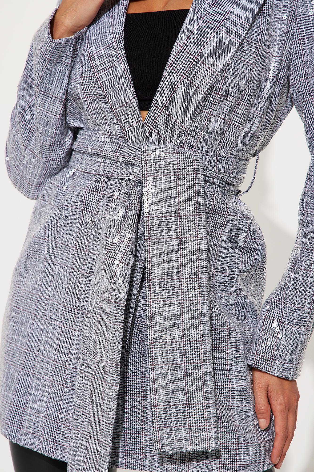 Pleasure Doing Business Sequin Blazer - Grey Product Image