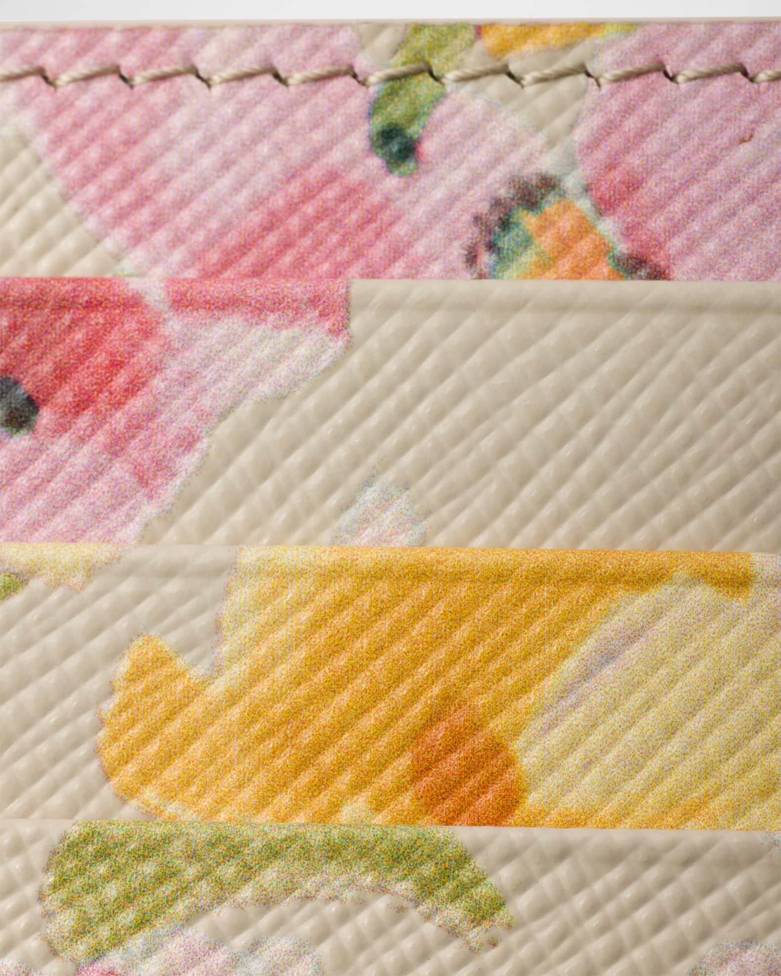 Floral-Print Saffiano Leather Card Holder Product Image