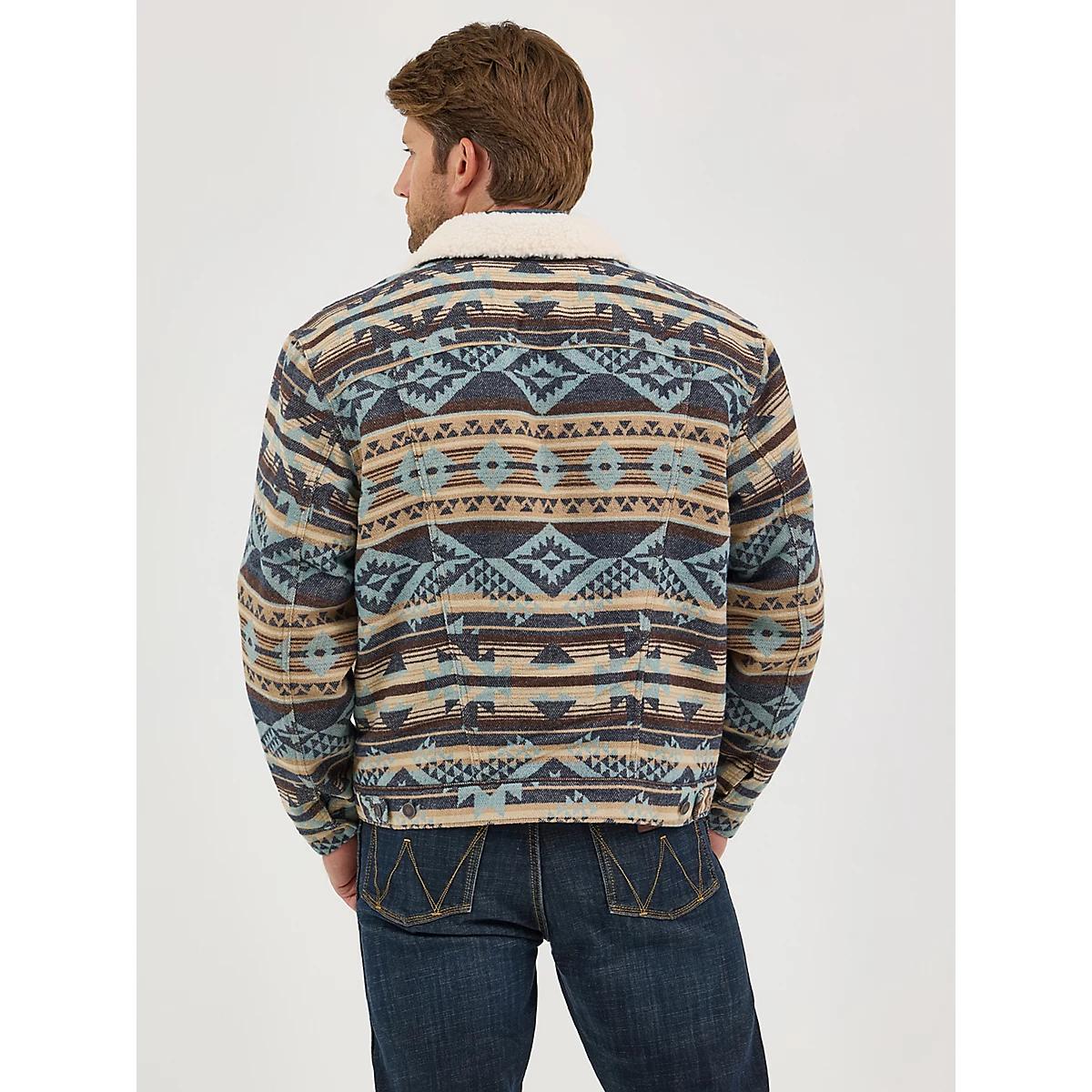 Men's Wrangler® Sherpa Lined Jacquard Print Jacket in Dark Sapphire Product Image