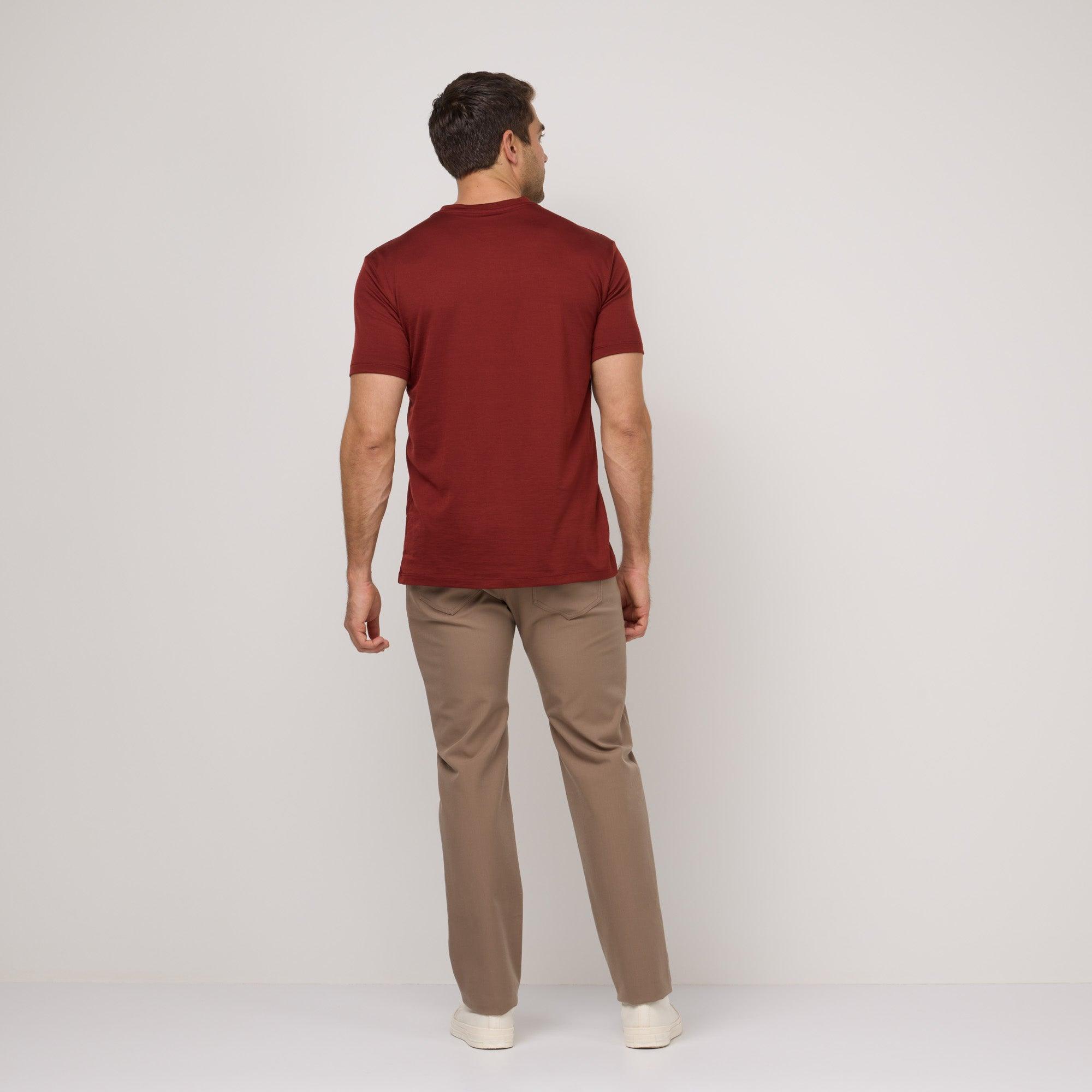 Merino Wool Crew Neck T-Shirt | Rustic Red Product Image