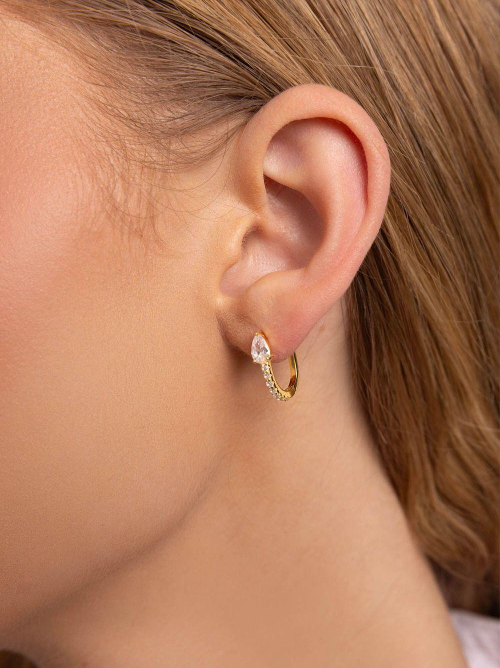 gold plated CZ hoop earrings Product Image