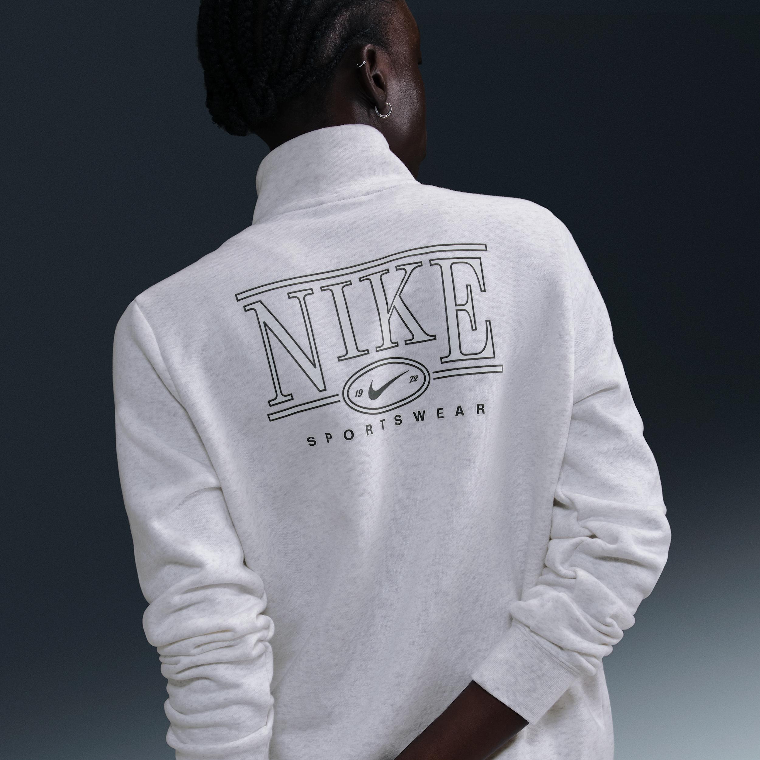 Womens Nike Sportswear Club Fleece Mock-Neck 1/2-Zip Graphic Top | HJ0985-051 Product Image