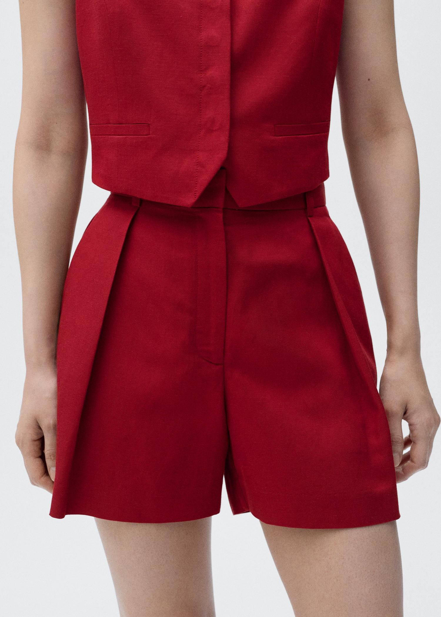 Linen-blend suit bermuda shorts - Women | MANGO USA Product Image