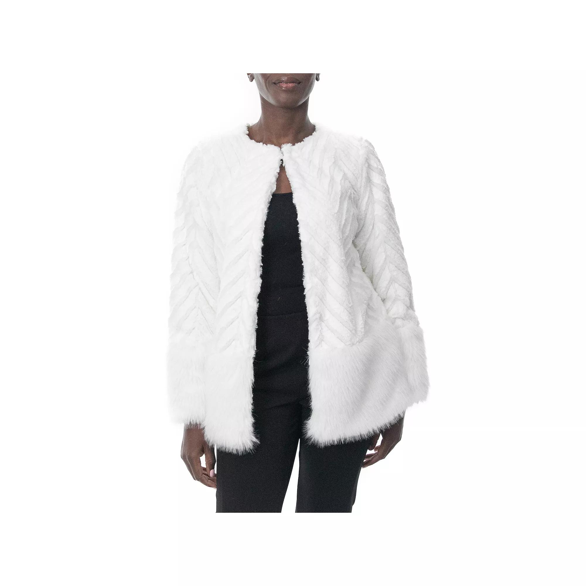 Women's Nina Leonard Chevron Faux-Fur Bolero,  Product Image