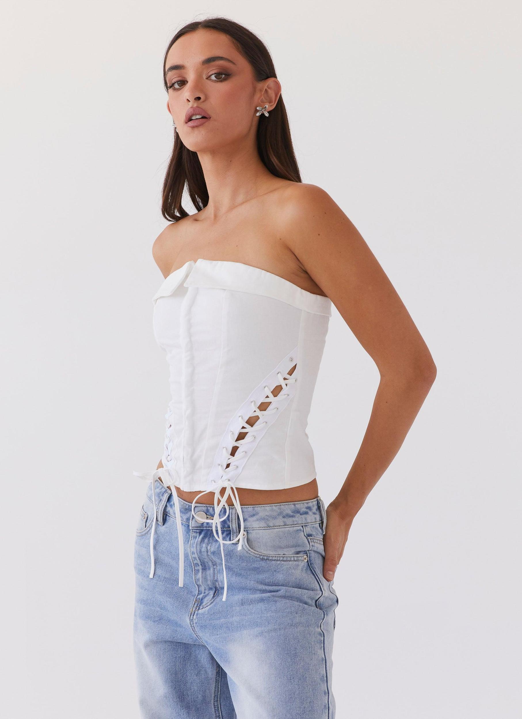 Be My Soulmate Bustier Top - White Product Image