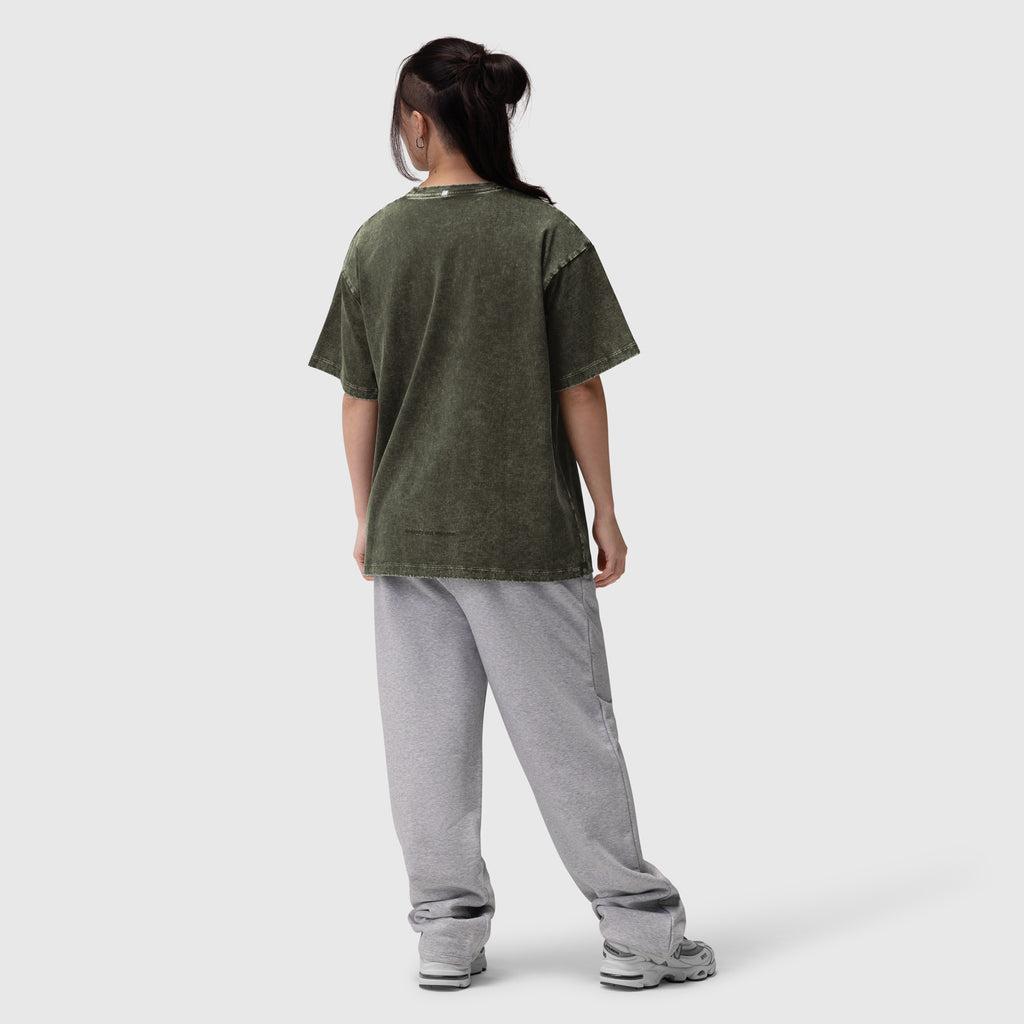 1102. Distressed Relaxed Tee - Olive Product Image