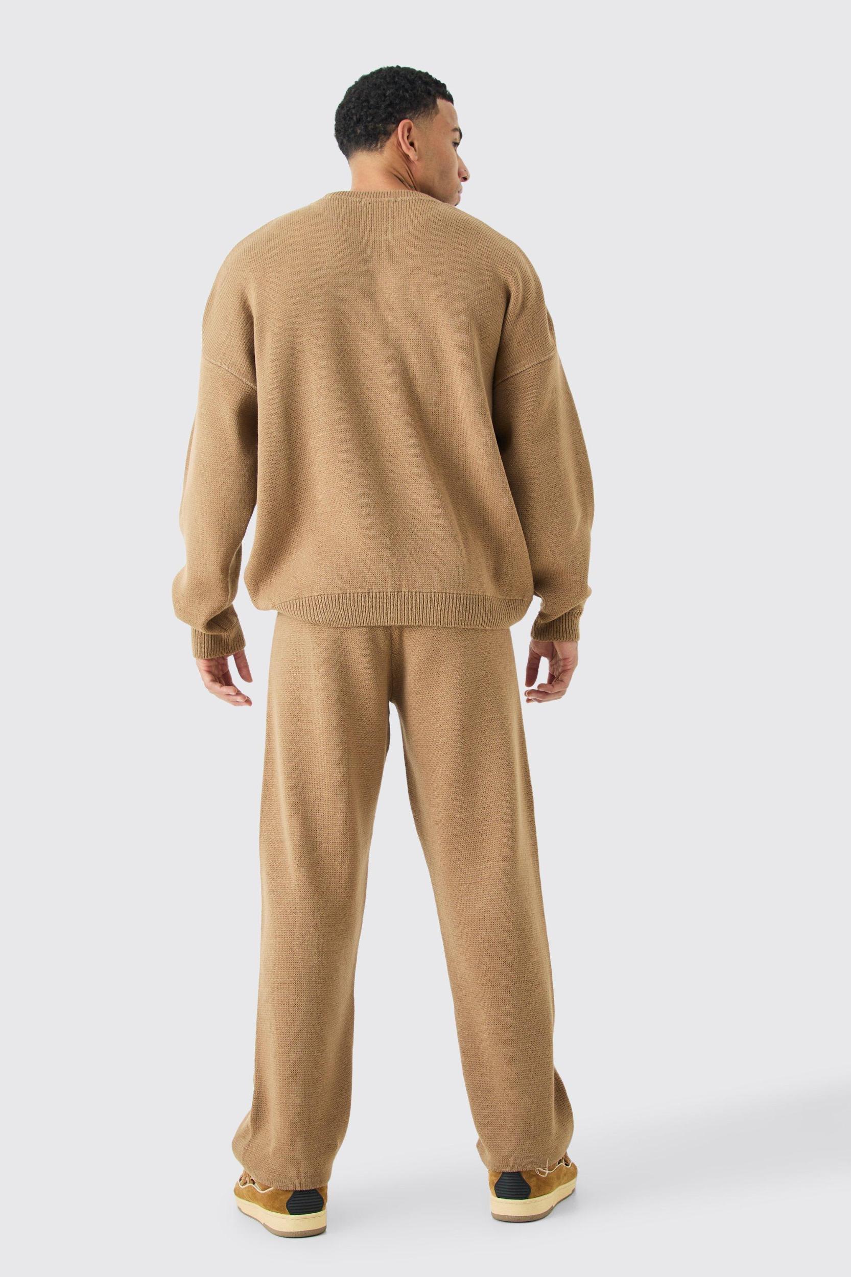 Relaxed Branded Knit Pants | boohooMAN USA Product Image
