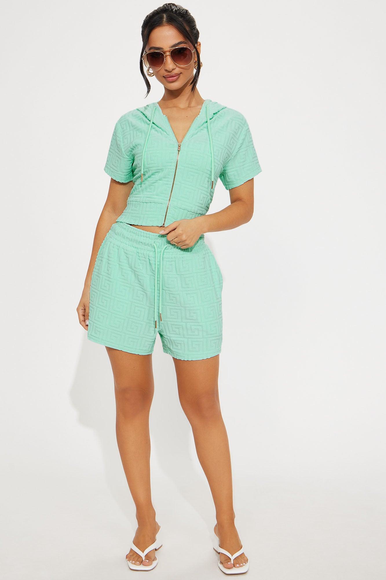 Elyna Terry Cloth Short Set - Sage Product Image