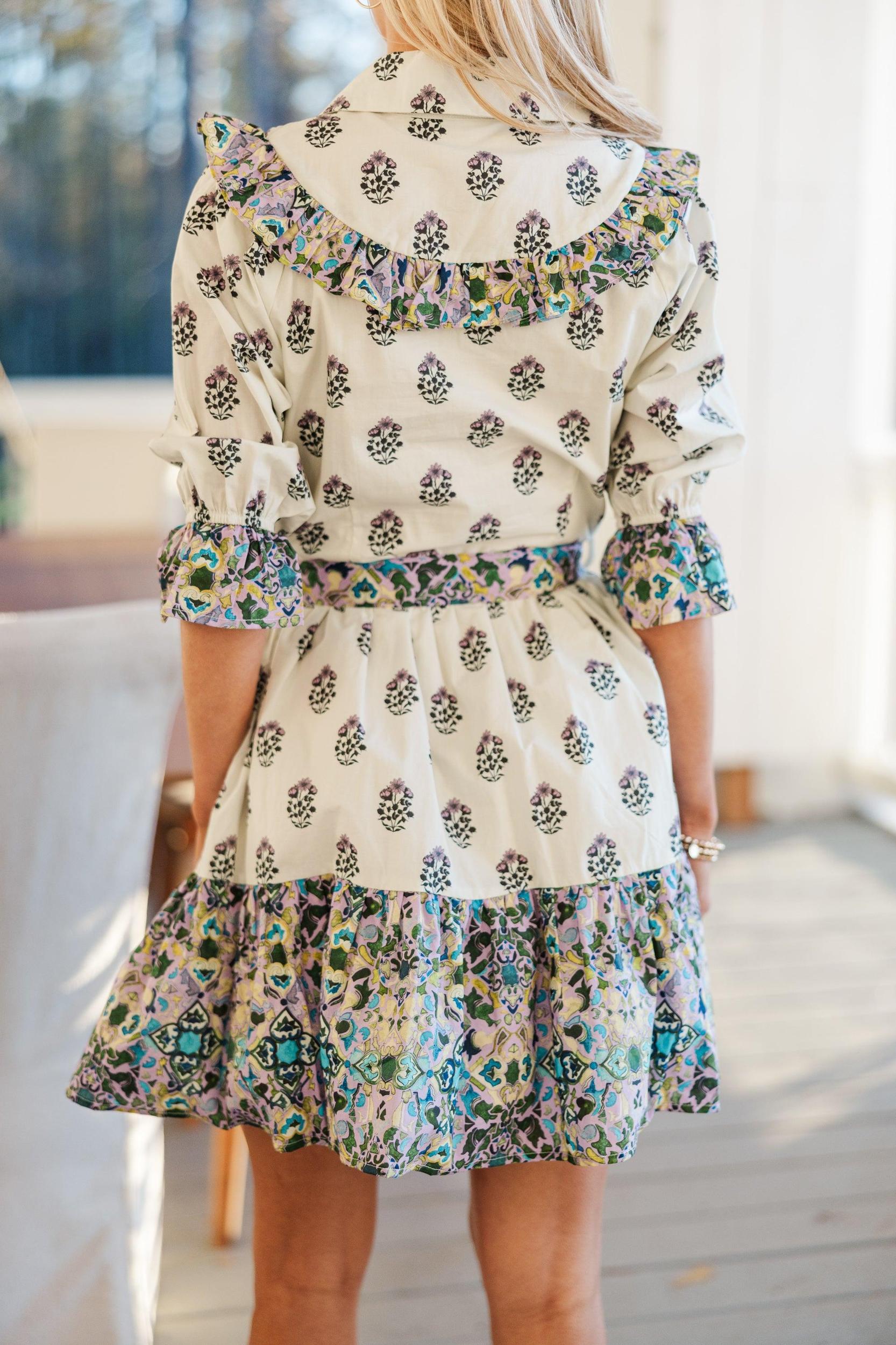 Help You Out Lavender Mixed Print Dress Female Product Image