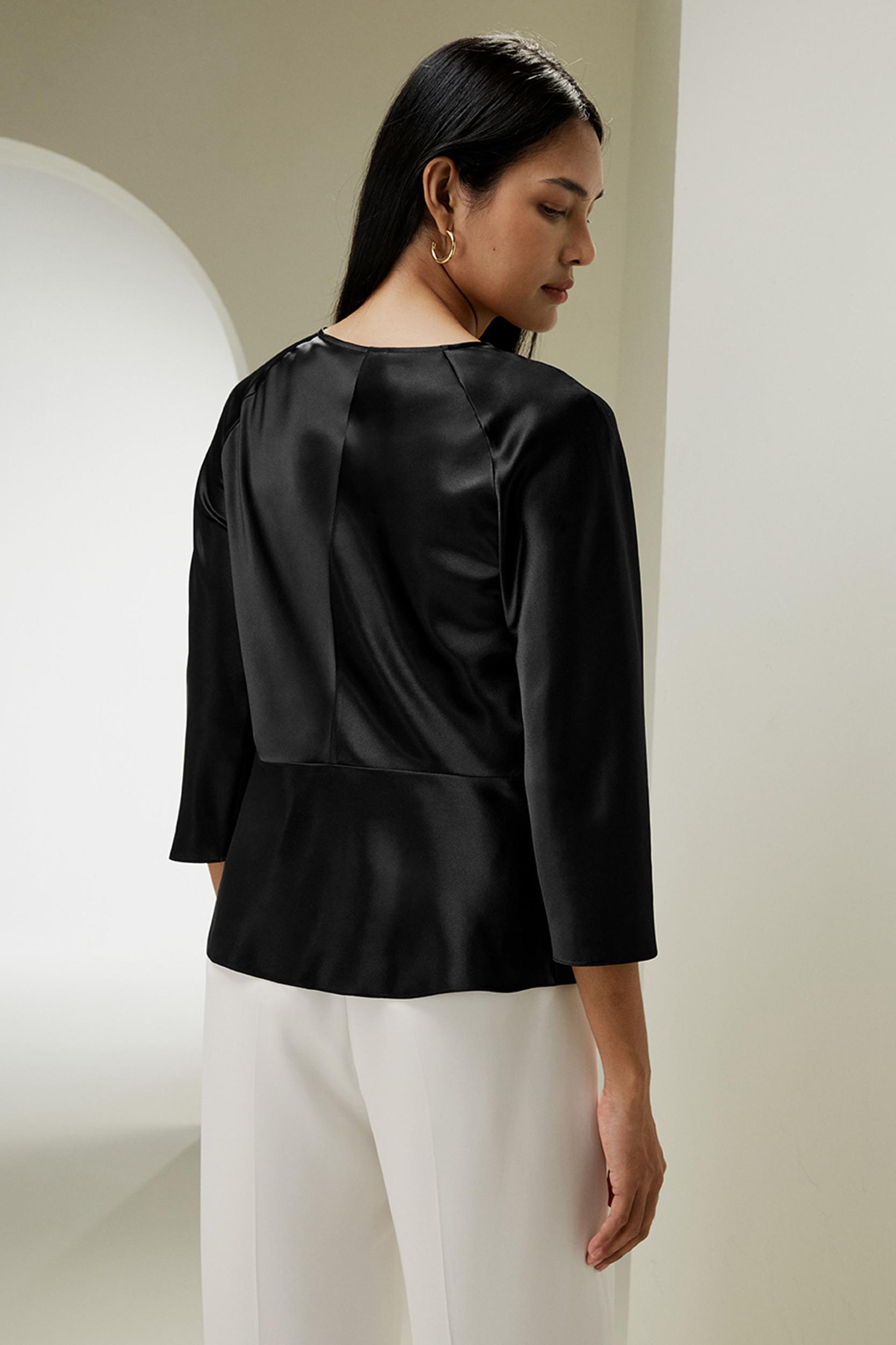 LILYSILK X MIM V Neck Silk Blouse with Waist Tie Product Image