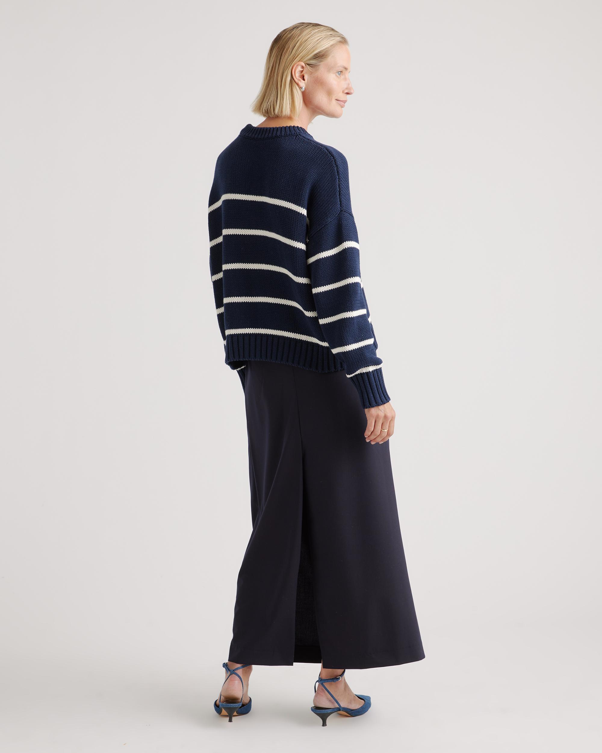 Quince | Women's Striped Crew Sweater Organic Cotton Product Image
