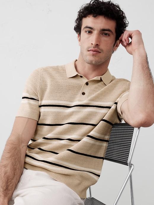 Textured Striped Sweater Polo Product Image