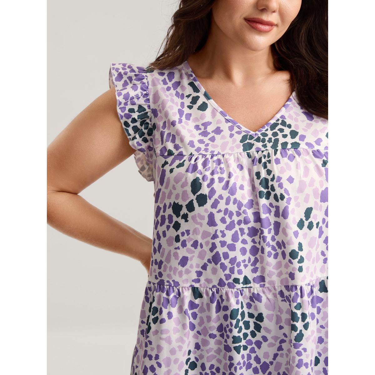 Plus Size Colorful Leopard Print Bust-Comfort Top Women Multicolor Gathered V-neck Elegant Tank Tops Camis BloomChic 18-20/2X Product Image