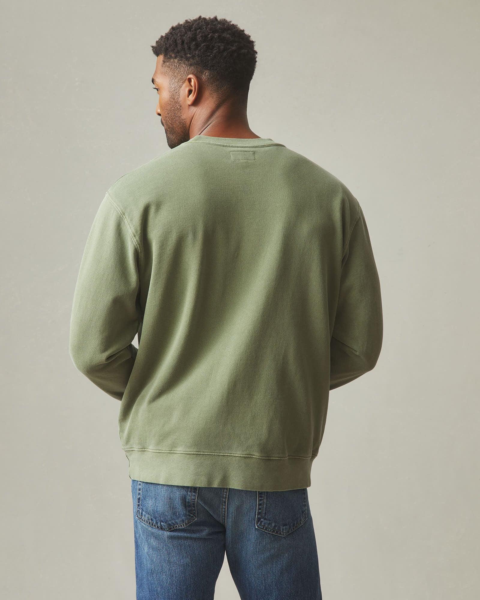 Men's Vintage Washed Relaxed French Terry Crew - Fern Product Image