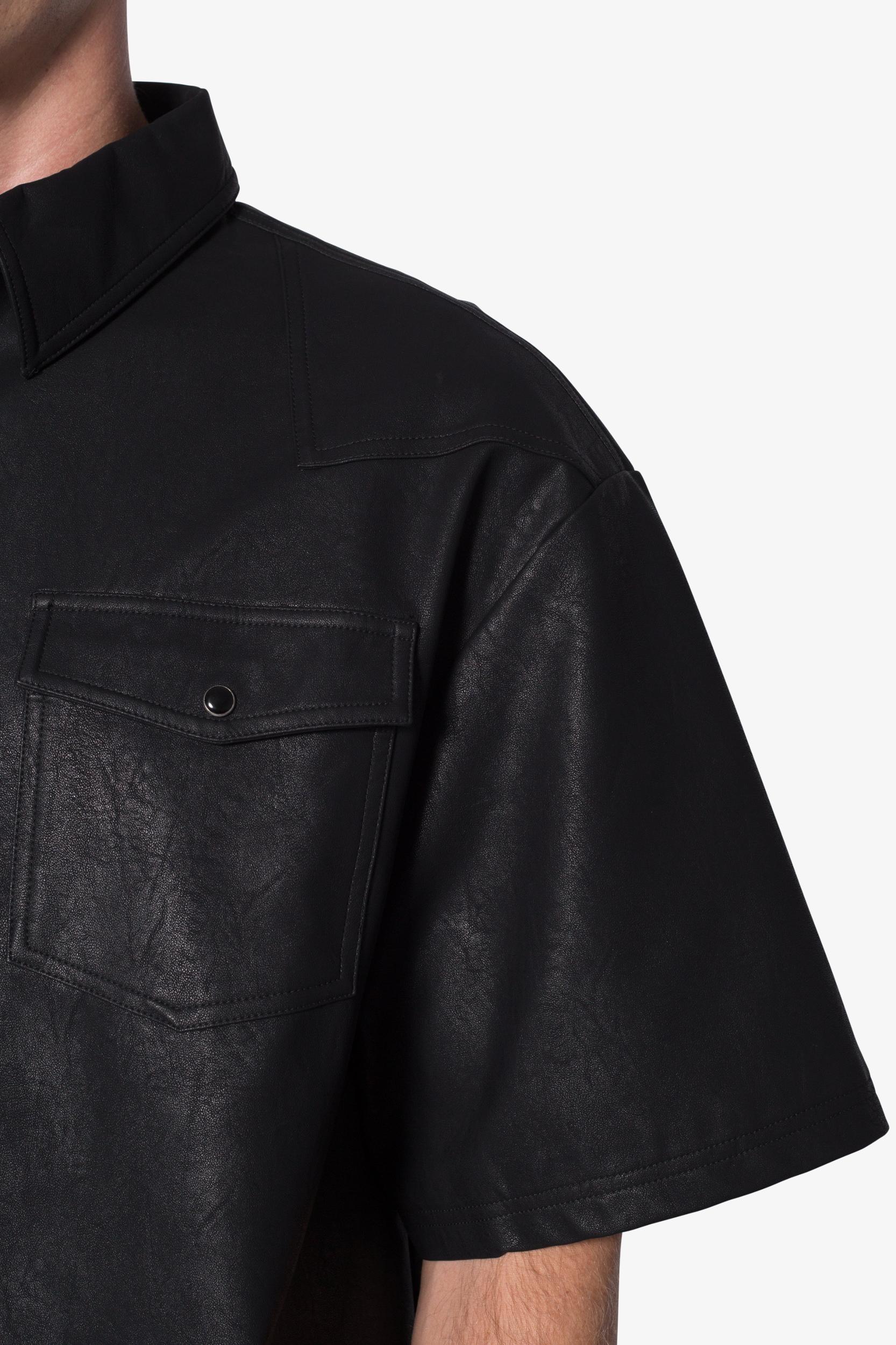 Leather S/S Shirt - Black Product Image
