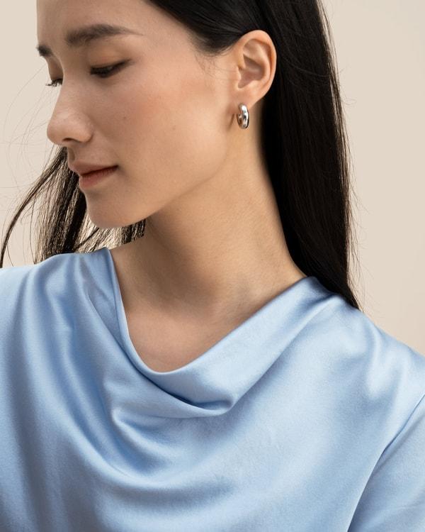 LILYSILK Women's Silk Cowl Neck Top, Smooth Charmeuse, Lily White, Size 10 Product Image