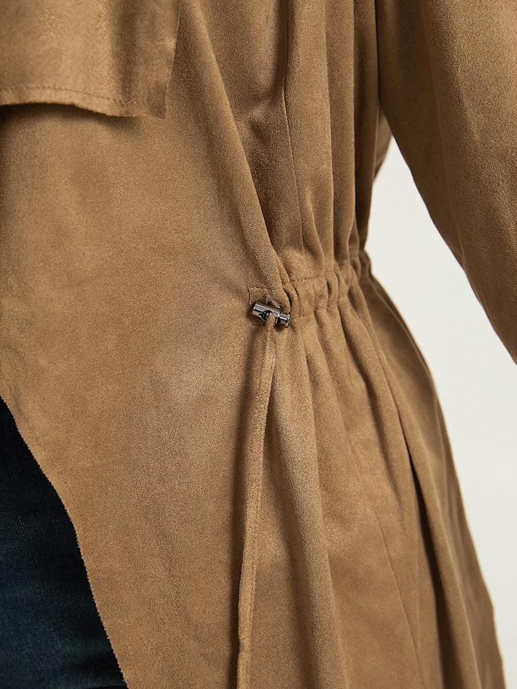 Asymmetrical Neck Drawstring Tab Sleeve Coat Female Product Image