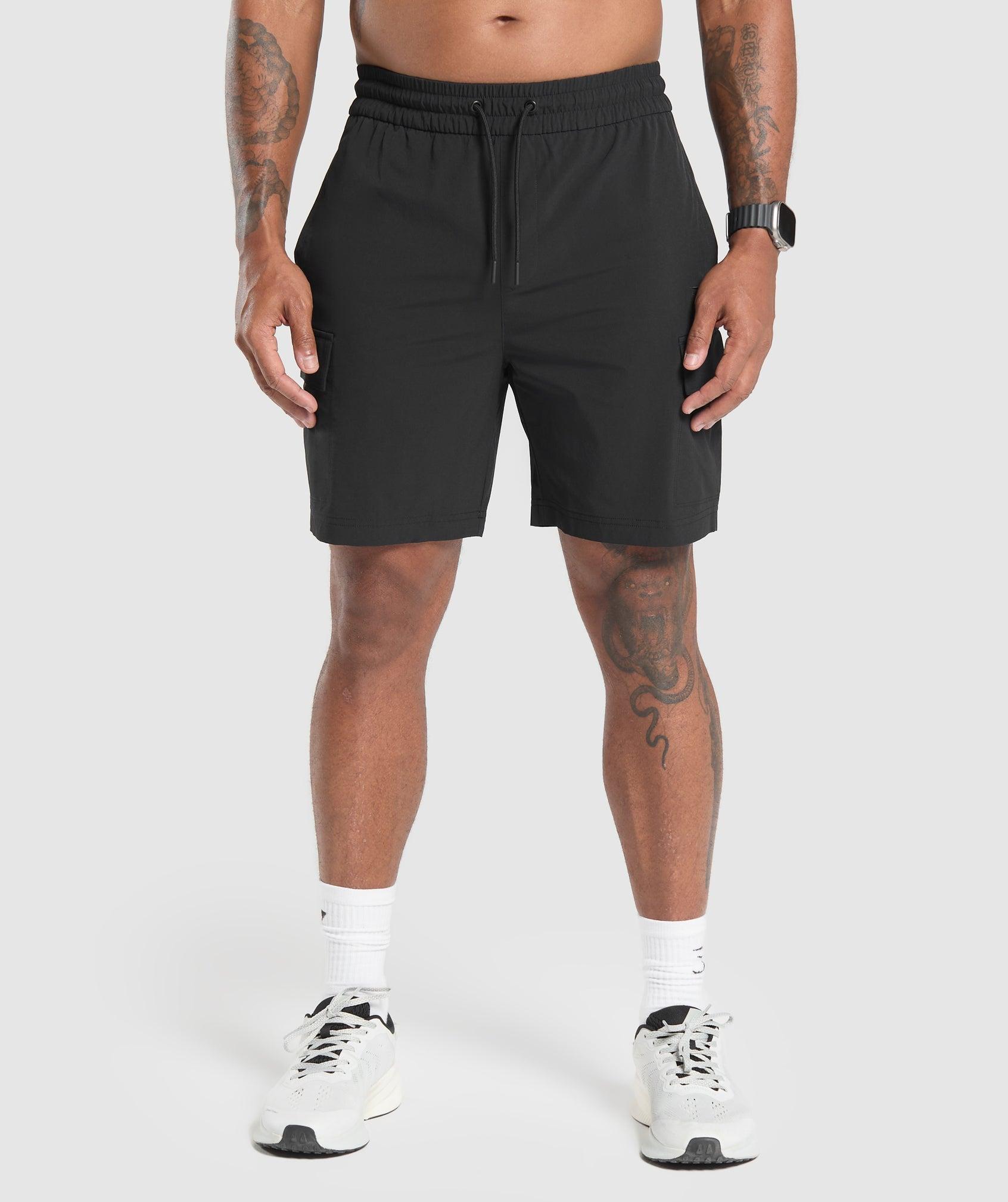 Gymshark Stretch Woven Cargo Shorts - Black Male Product Image