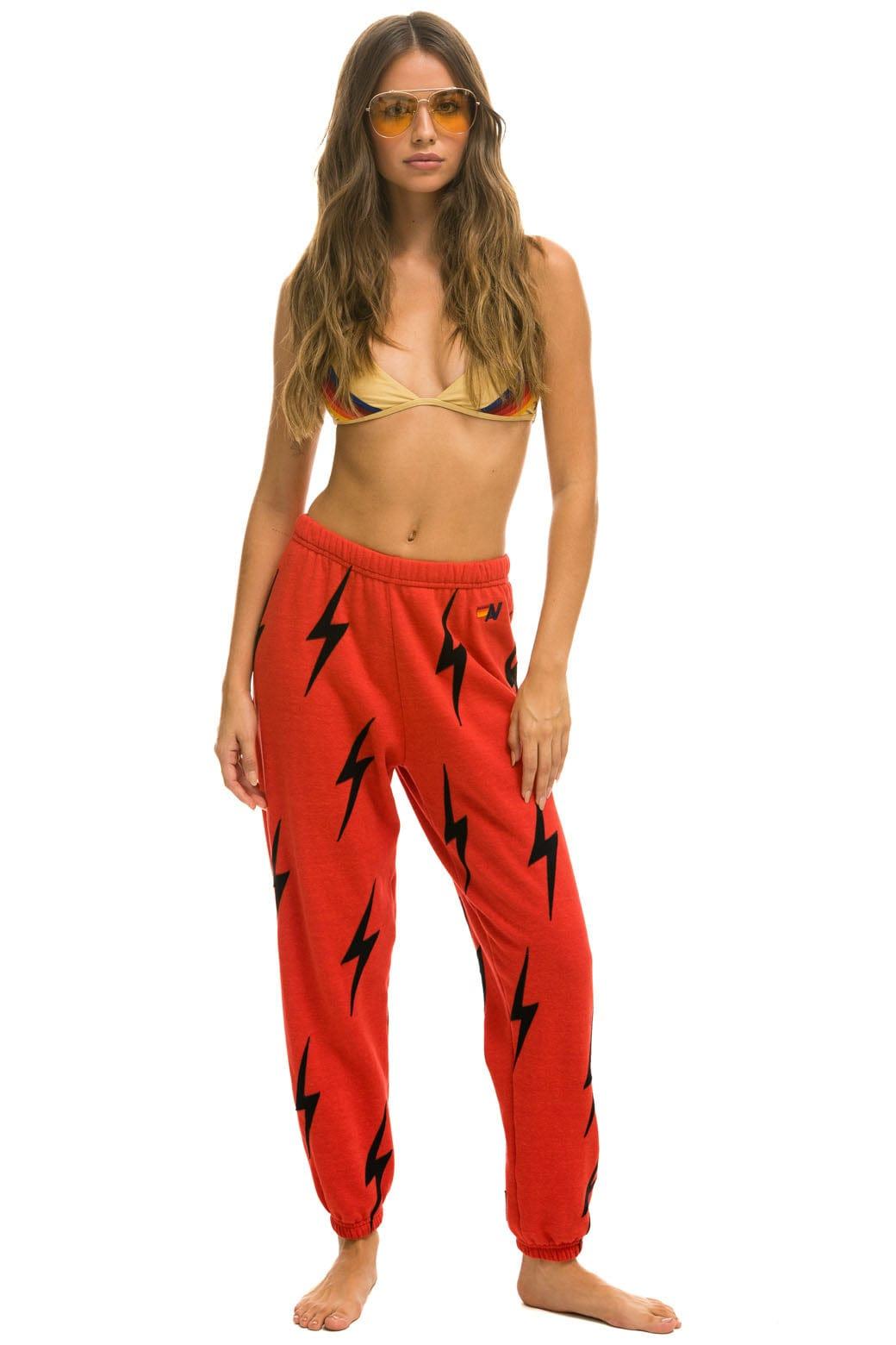 BOLT STITCH REPEAT SWEATPANTS - RED // BLACK Female Product Image