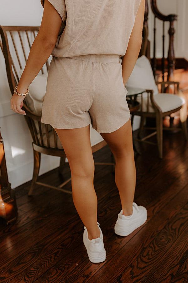 Casual Convo High Waist Vintage Wash Shorts in Iced Latte Product Image
