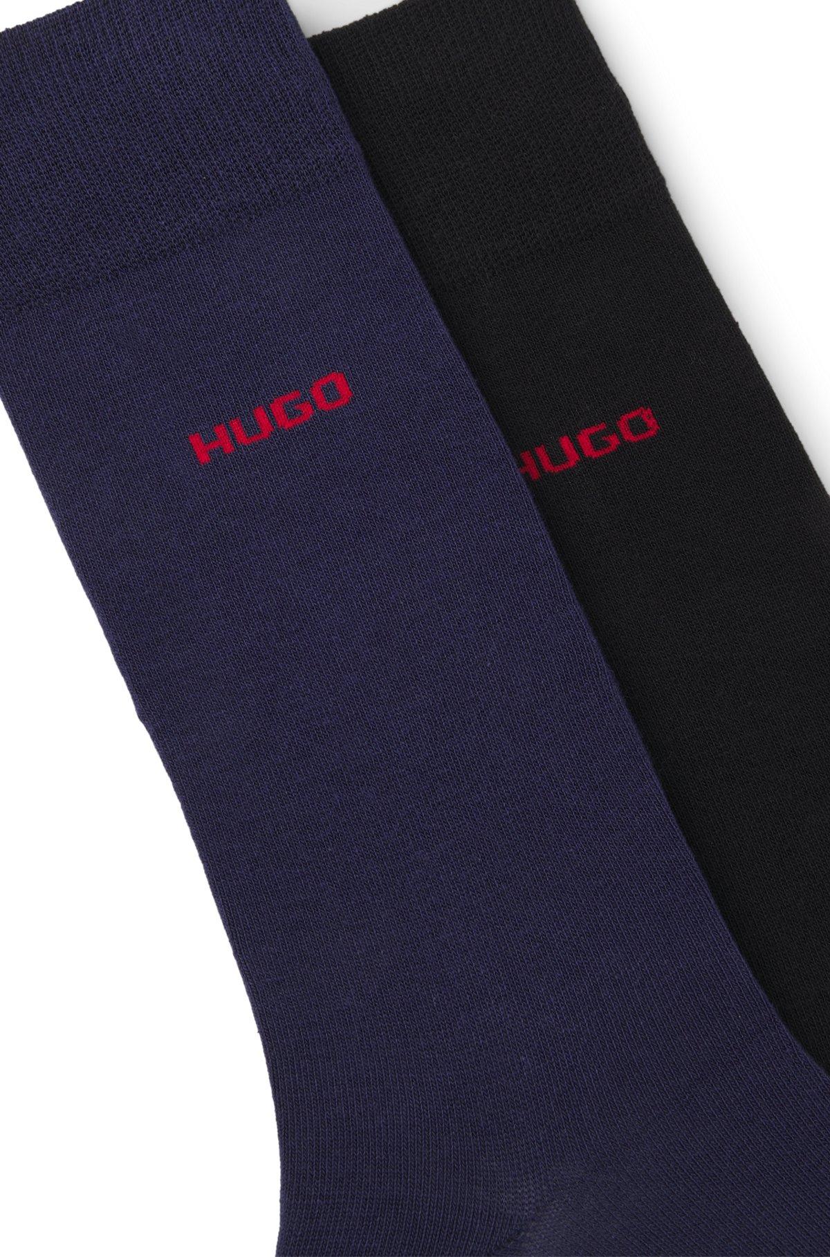 HUGO - Two-pack of regular-length socks in stretch fabric - Dark Blue Product Image
