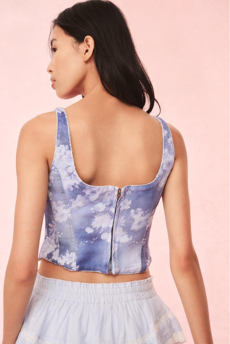 Emika Floral Denim Bustier Top Product Image