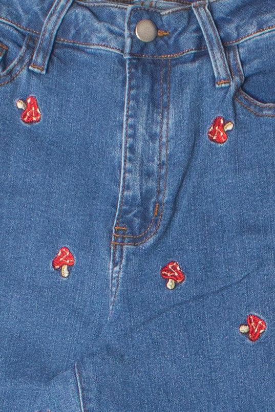 Embroidered Mushroom Jeans Product Image