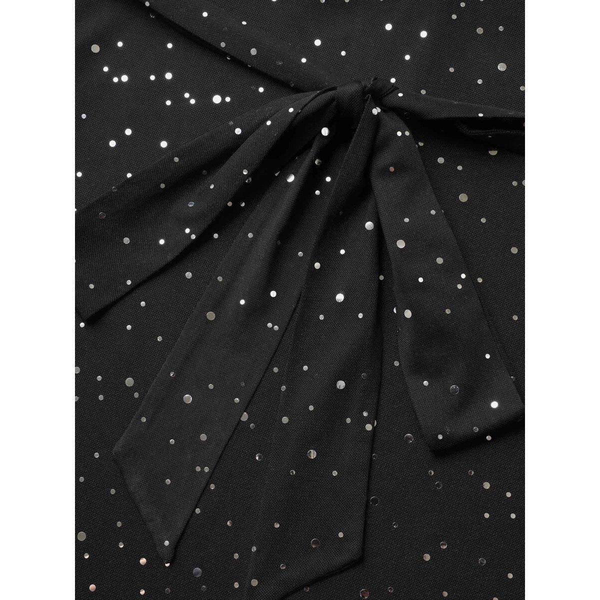 Plus Size Sequin Mesh Adjustable Straps Belted Maxi Dress Black Women Cocktail Non Sleeveless Curvy BloomChic 14-16/1X Product Image