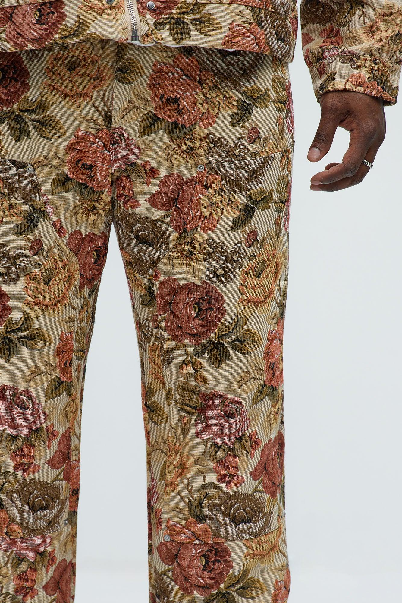 Bellevue Flared Tapestry Carpenter Pants - Taupe/combo Product Image
